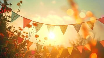 A whimsical scene of fluttering banners creating a sense of celebration and joy photo
