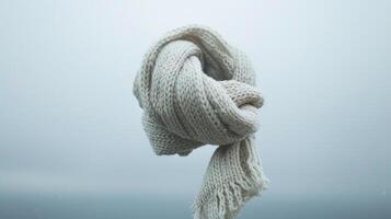 An intricate knitted scarf floating aimlessly as if guided by an invisible hand photo