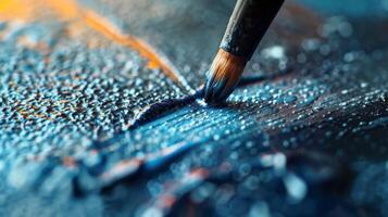 An upclose view of a digital art tablet pen in action with its tip moving rapidly across the screen to create a perfectly blended gradient effect photo