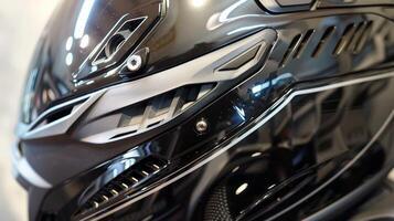 A closeup of the helmets ventilation system designed for maximum air flow and a comfortable ride photo