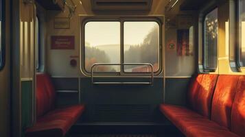 The rhythm of the train lulls the lone traveler into a state of relaxation away from the hustle and bustle of the world photo