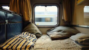 The trains gentle rocking lulling passengers to sleep with the rhythmic motion providing a sense of comfort on the long journey photo