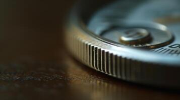 Closeup of the timer button with tiny numerical markings indicating the recommended brushing time photo