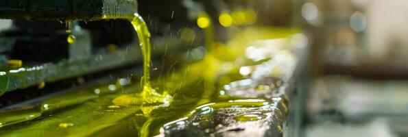 Avocado oil being extracted from the paste using a press with droplets of oil oozing out photo