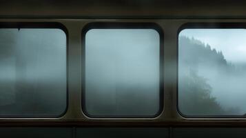 The fog blurs the line between the train and its surroundings creating a feeling of unity with nature photo