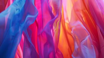 Streamers of fabric cascade from the bow creating a surreal and dreamy atmosphere photo