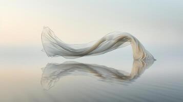 A moment of tranquility frozen in time as silk glides on the calm waters of a peaceful lake photo