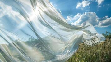 A playful breeze tosses the fabric up and down creating a game of peekaboo with the suns warm rays photo
