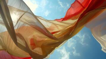 The fabric of the flag swaying back and forth almost as if it has a life of its own photo