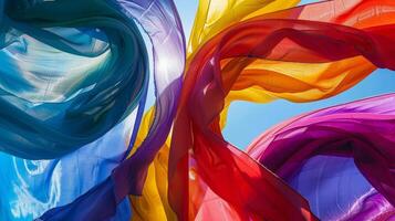 A carnival of swirling fabrics representing diversity and unity photo