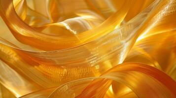 Ribbons of golden satin twisting and turning within the controlled turbulence of a wind tunnel photo