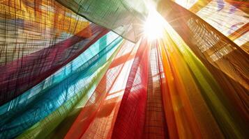 Sunlight illuminates the fabric in a burst of colors as it passes through the lighthouse bea photo