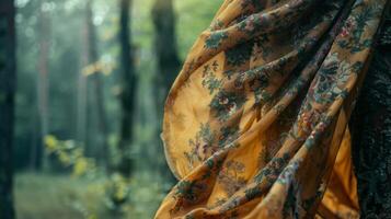 A charming combination of earthy tones and flowing fabric greets you on your journey through the forest photo