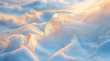 The allure of fabric breaking through the cold stillness of a snowy field photo