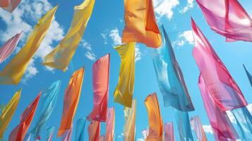 As the wind shifts the banners flap and swirl creating an everchanging display of movement photo