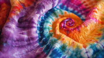 un Corbata colorante lanzar cobija siendo arrojado arriba dentro el aire el vibrante colores creando un casi hipnótico efecto foto