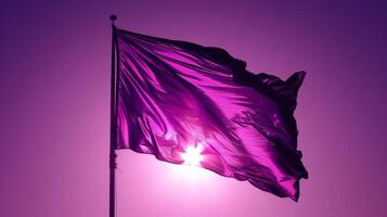 As if in slow motion a flag of deep purple rises gracefully its corners fluttering with graceful elegance photo