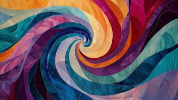 A modern tapestry featuring abstract swirls of color ripples and twists in the gentle wind photo