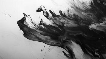 Whimsical and fluid the abstract paint strokes dance across the canvas inviting the viewer to get lost in their movements. Black and white art. photo