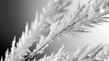 The glass is a canvas for a frost masterpiece with every brushstroke precisely p. Black and white art. photo