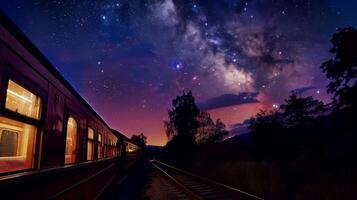 The train ride under the stars feels like a journey to a mystical land photo