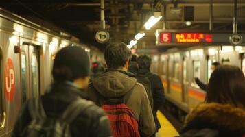 The constant ebb and flow of passengers at each stop a reminder of the neverending cycle of the morning commute photo