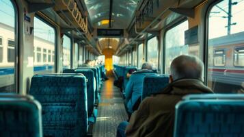 Elders taking a break from the hustle and bustle of airports and opting for a serene train ride photo