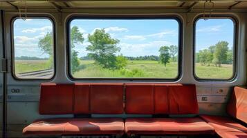 The scenery outside the train window was a blend of two states a mix of familiar and new landscapes photo