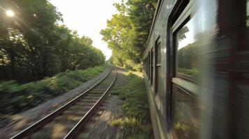 The trains rhythmic movement lulled passengers into a sense of calm even as it crossed over state lines photo
