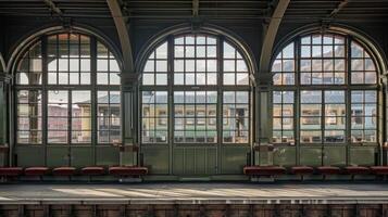 This train station is a true reflection of its Art Deco era with streamlined curves and geometric shapes photo