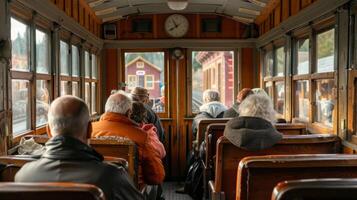 Passengers eagerly disembark at the trains next stop a preserved pioneer town frozen in time photo