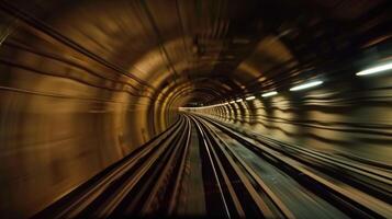 The iconic image of a train passing through a dark tunnel symbolizing a journey towards enlightenment in a film photo