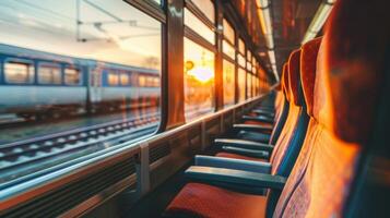 The gentle chugging of the train engine a reminder of the lower noise pollution caused by train travel compared to cars and planes photo