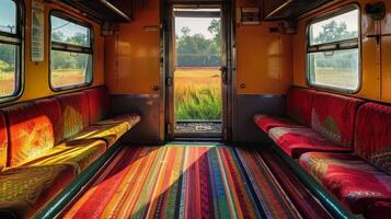 Natures own version of a colorful carpet with the train chugging through photo