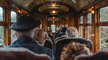 Excited chatter fills the air as the travelers come across a perfectly preserved steam engine fully restored and on display photo