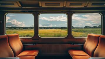 The train windows provide a constantly changing view of the local landscapes each with their own cultural significance photo