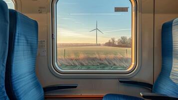 A wind turbine was visible in the distance a symbol of the stations use of renewable energy sources photo