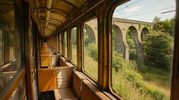 As the train rumbled over a bridge ancient aqueducts could be seen still standing strong photo