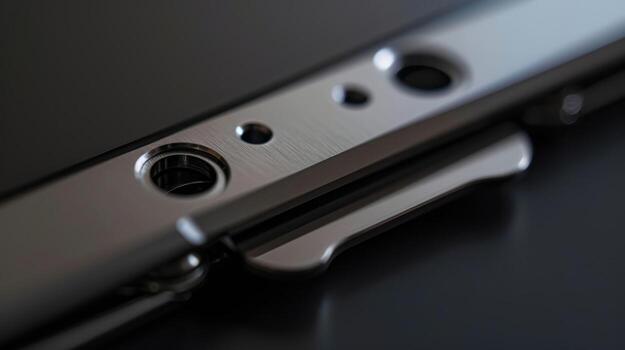 A detailed macro shot of the hinge on a foldable phone highlighting the durable materials and precise engineering that make the device reliable and longlasting photo