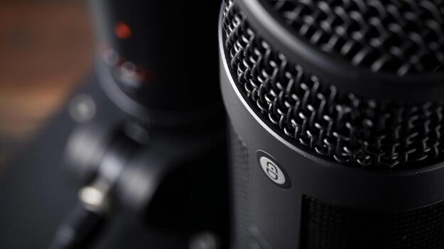 A closeup of the mics head reveals the variety of options available including different microphone patterns and an XLR input for added versatility and flexibility in streaming setups photo