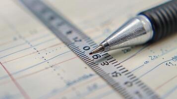 A detailed shot of a digital ruler feature in a smart notebook displaying exact measurements and conversions between different units photo
