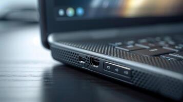 This closeup showcases the compact size of a portable SSD making it the perfect storage solution for travelers or professionals in need of portability photo
