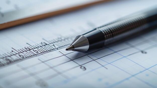 A detailed shot of a virtual ruler feature on a digital notebook allowing for precise measurements and drawings to be made with the stylus photo