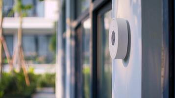 A detailed shot of a smart doorbells motion detection sensor highlighting its advanced technology for detecting movement photo