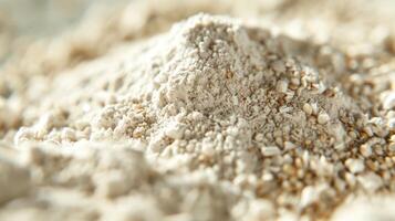 A closeup of the buckwheat flour used in the recipe showing its fine texture and light color photo