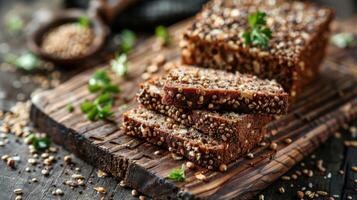 A toasty whole grain bread with a hearty mix of wild millet teff and quinoa for a nutritious and filling meal photo