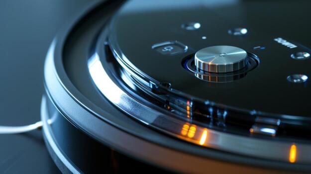 Tight closeup of the edge detectors on a robot vacuum enabling it to detect and clean along walls and edges for a thorough job photo