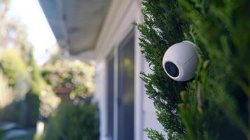 The compact size of a home security camera makes it easy to install in tight spaces ensuring every corner of the home is monitored photo
