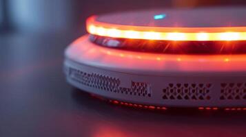 Macro shot of the heat sensor on a smart smoke detector designed to detect rapid increases in temperature photo