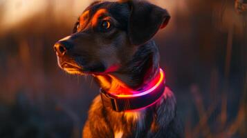 One collar boasts a unique design resembling a fashionable scarf with a builtin LED display that can change colors and patterns making sure your pet stands out in a crowd photo